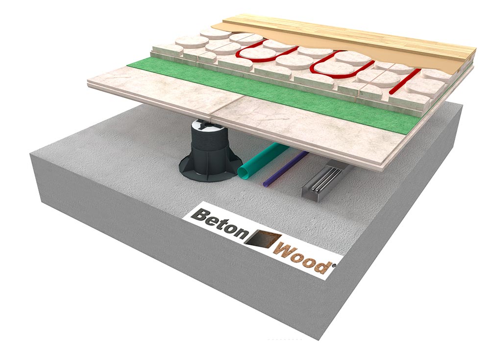 Sottotetto elevato radiante con BetonWood